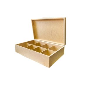Caixa de MDF para Chá com 8 Divisórias 30x19x8cm Ref.: LJ22 LJ Artesanatos (01 Unidade)