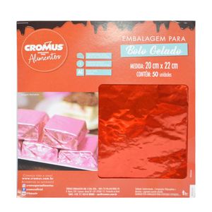 Embalagem Laminada para Bolo Vermelha 22x20cm Cromus (50 Unidades)