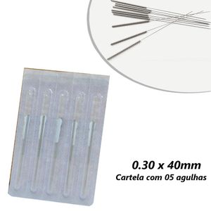 Agulhas de Acupuntura 0.30x40mm QIZHOU (05 unidades)