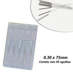 Agulhas de Acupuntura 0.30x75mm QIZHOU (05 unidades)