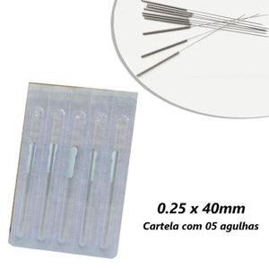 Agulhas de Acupuntura 0.25x40mm QIZHOU (05 unidades)