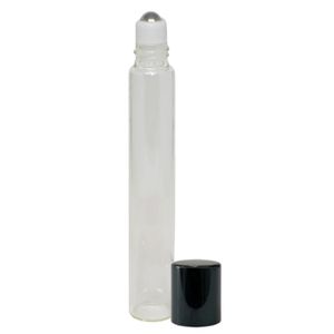 Frasco de Vidro Roll-on Transparente C/ Tampa Preta 10ml (01 unidade)