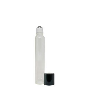 Frasco de Vidro Roll-on Transparente C/ Tampa Preta 5ml (01 unidade)