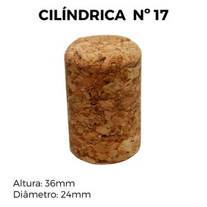 Rolha Cortiça Cilíndrica N°17 36x24mm (10 unidades)