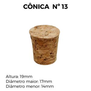 Rolha Cortiça Cônica N°13 19x17x14mm (10 unidades)