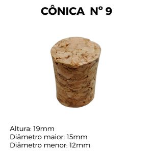 Rolha Cortiça Cônica N°9 19x15x12mm (10 unidades)