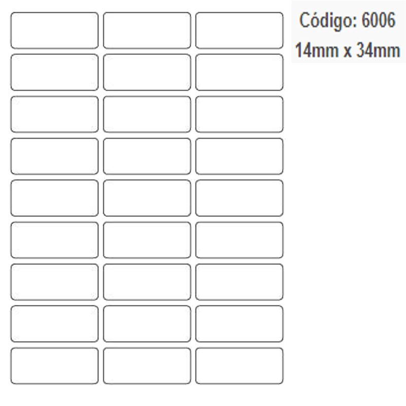 Etiquetas Adesivas Multiuso Retangular 34x14mm Ref. 6006 Colacril (162 etiquetas)