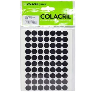 Etiquetas Adesivas Multiuso Redonda Preta 13mm Ref. 6021PR Colacril (420 etiquetas)