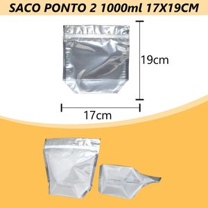 Saco Ponto 2 Transparente 1000ml 17x19cm Tradbor (10 unidades)