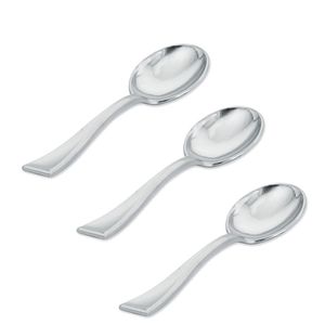 Mini Colher Linha Clássica Prata Silver Plastic (30 unidades)