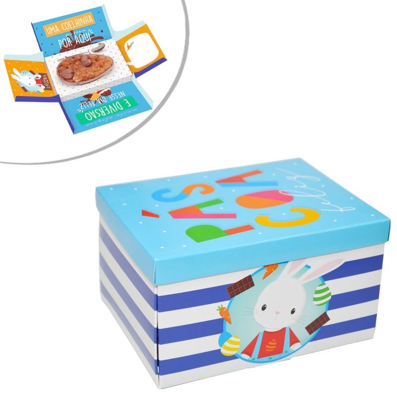 Caixa Surpresa Ovo de Colher 350g Brilho de Páscoa Azul Ref. 13003882 Cromus (01UND)