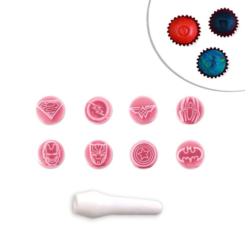 Kit Carimbos Heróis Rosa Blue Star (09 peças)