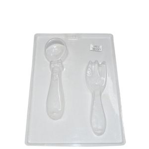 Forma em Acetato Simples Grande para Gesso com 2 Cavidades Colher e Garfo Ref. G12 (01UND)