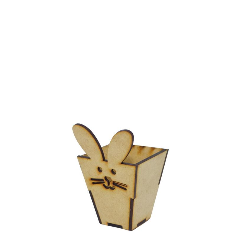 Cachepô de MDF Coelho Ref. LJ674 6x6x6cm LJ Artesanatos (01 unidade)