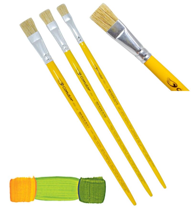 Pincel Artístico Chato Cerdas Naturais Brancas Especiais Ref. 456 Condor (01 unidade)-Nº-02