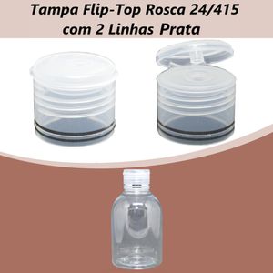 Tampa Flip-Top Rosca 24/415 Natural com 2 Linhas Prata (01 unidade)