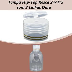 Tampa Flip-Top Rosca 24/415 Natural com 2 Linhas Ouro (01 unidade)