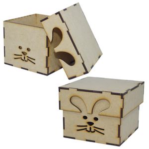 Caixa de MDF Coelho Orelha Vazada Ref. 676 10x10x8.5 LJ Artesanatos (01 unidade)