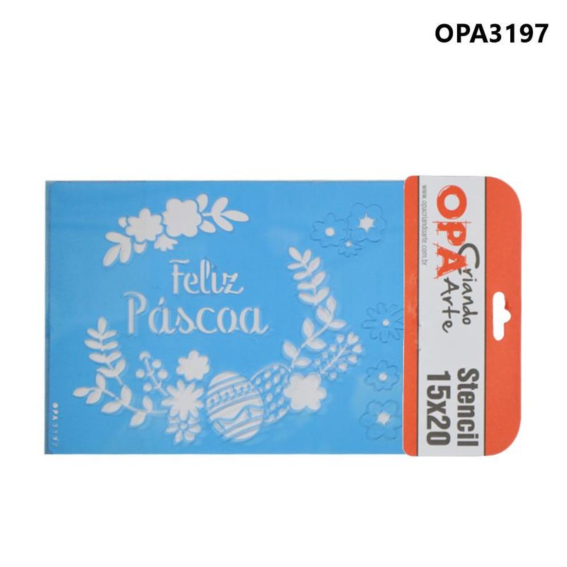 Stencil Simples de Acetato para Pintura 15x20cm Ref. OPA 3197 Feliz Páscoa II OPA (01 unidade)