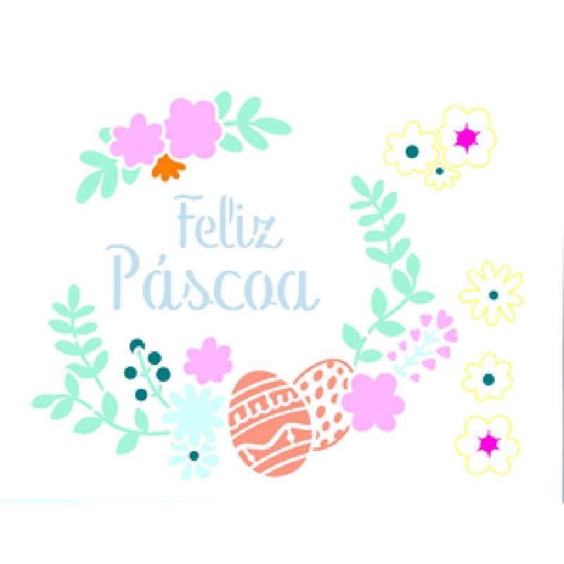 Stencil Simples de Acetato para Pintura 15x20cm Ref. OPA 3197 Feliz Páscoa II OPA (01 unidade)