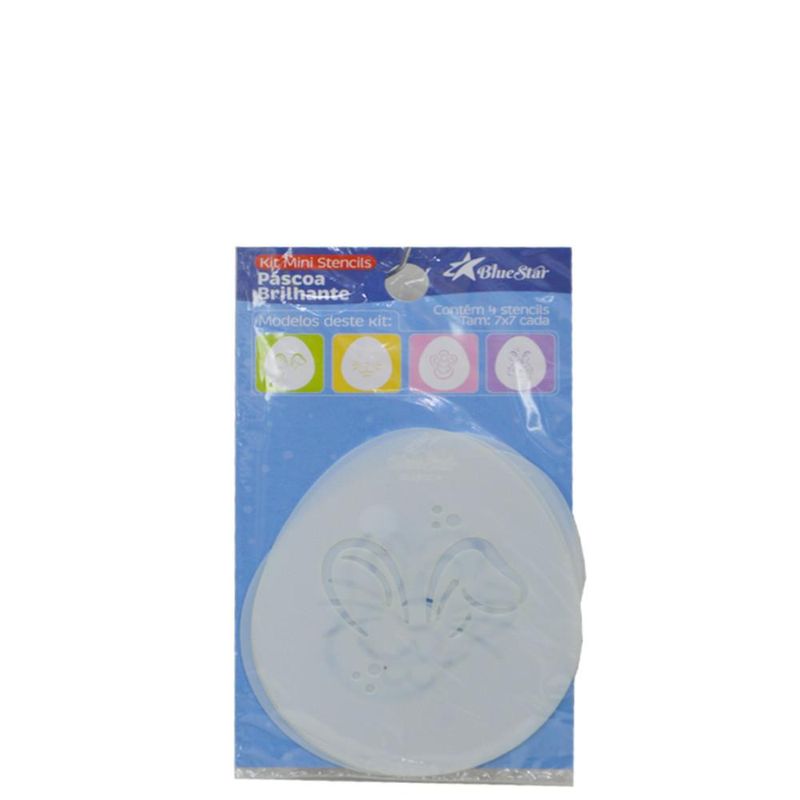 Kit Mini Stencils de Acetato Páscoa Brilhante 7x7cm Ref. 64088 Blue Star (04 unidade)