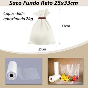 Bobina de Saco Plástico Picotado com Fundo Reto 25x33cm Segplast (500 Sacos)
