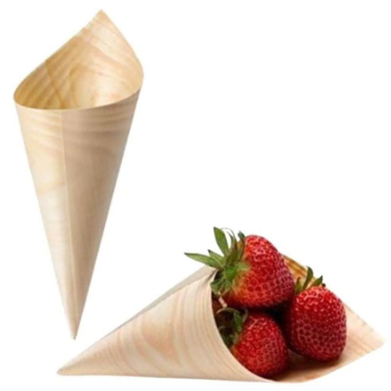 Cone-em-Lamina-de-Madeira-100--Biodegradavel-12.5cm-Ref.-OT-0116SUCC-Art-Lille--10-unidades-
