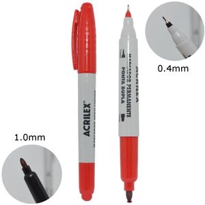 Marcador Permanente Ponta Dupla Ref. 520 Vermelho Acrilex (01 unidade)