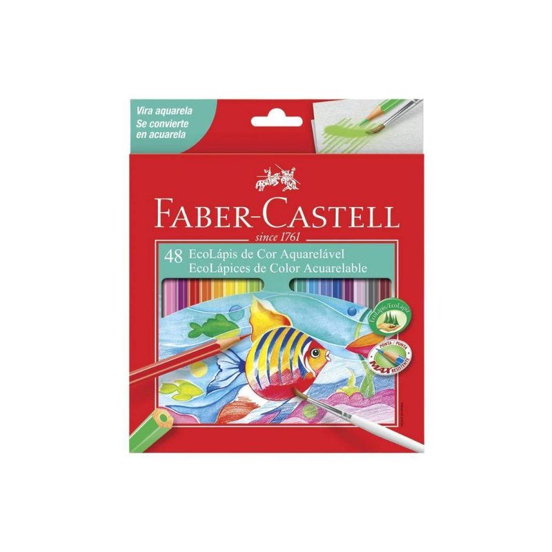 Lápis de Cor Aquarelável EcoLápis 48 Cores Faber-Castell (48 Unidades)