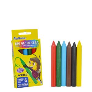 Big Giz de Cera Abelhinhas C/ 6 Cores 56gr Ref. 09106 Acrilex (06 unidades)