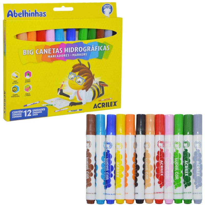 Big-Canetas-Hidrograficas-Abelhinhas-C--12-Cores-Ref.-06932-Acrilex--12-unidades-