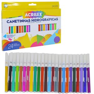 Canetinhas Hidrográficas C/ 24 Cores Ref. 06903 Acrilex (12 unidades)