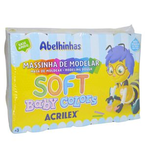 Massinha de Modelar Abelhinhas Soft Baby Colors C/ 6 Cores Ref. 07376 Acrilex (900 gramas)