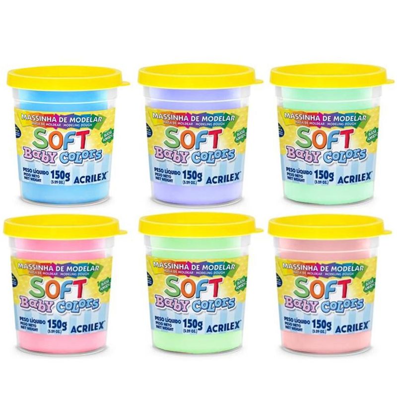 Massinha-de-Modelar-Abelhinhas-Soft-Baby-Colors-C--6-Cores-Ref.-07376-Acrilex--06-unidades-