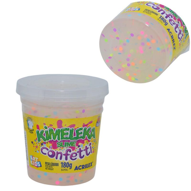 Pote Kimeleka Slime Confetti Bolinha Multicolor Ref. 244 Art Kids Acrilex (180 gramas)