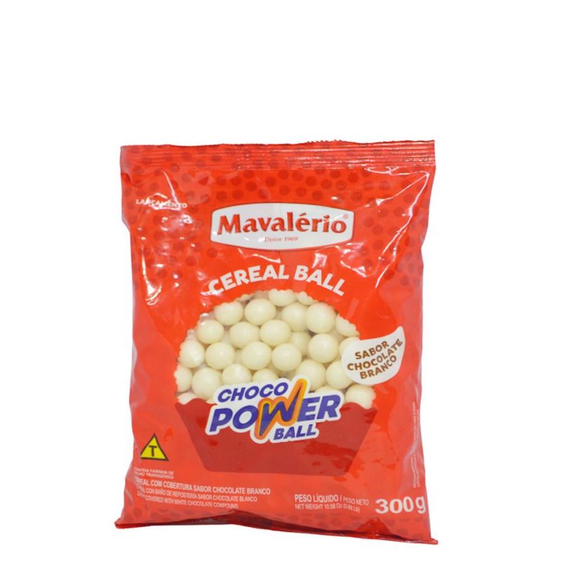 Cereal Ball C/ Cobertura Sabor Chocolate Branco Choco Power Ball Mavalério (300 gramas)