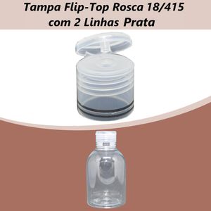 Tampa Flip-Top Rosca 18/415 Natural com 2 Linhas Prata (01 unidade)