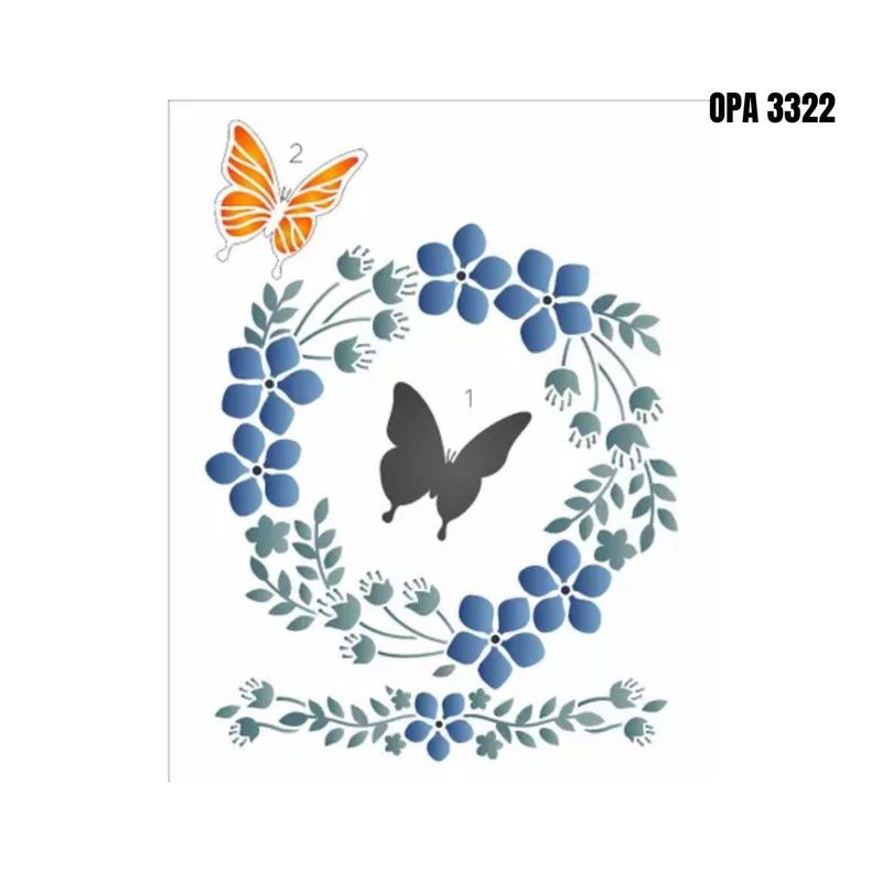 Stencil Simples de Acetato para Pintura 20x25cm Ref. OPA 3322 Guirlanda Borboleta OPA Criando Arte (01 Unidade)