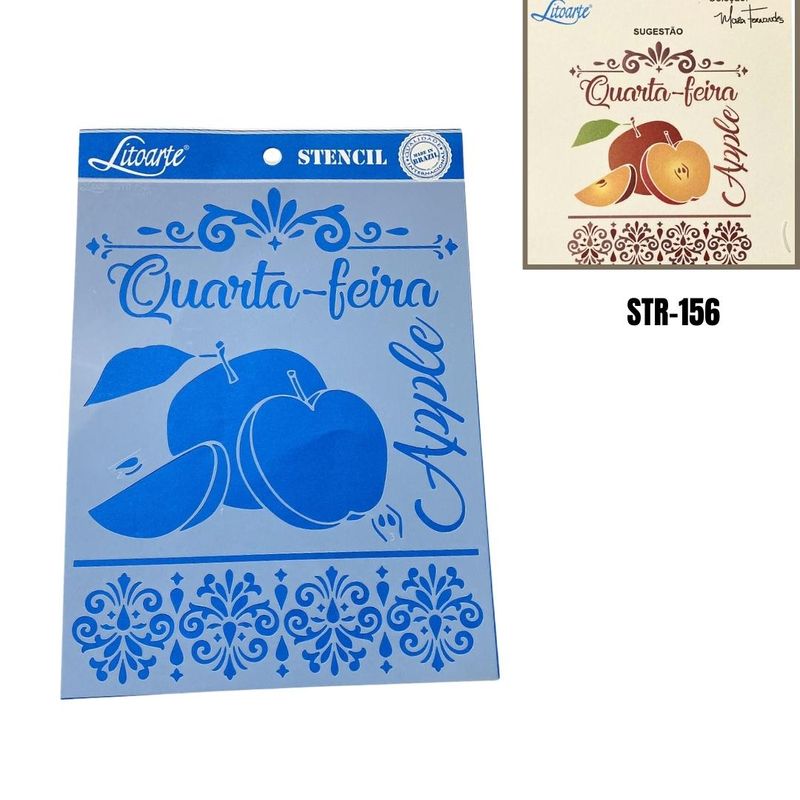 Stencil Simples de Acetato para Pintura 25x20cm Ref. STR-156 Quarta-feira Litoarte (01 Unidade)