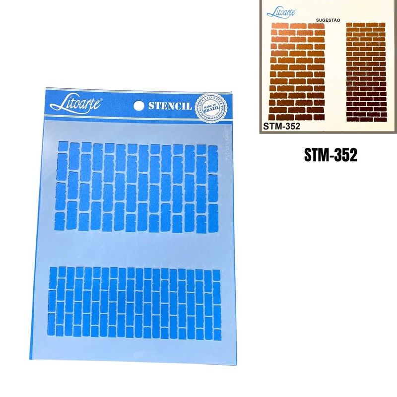 Stencil Simples de Acetato para Pintura 17x21cm Ref. STM-352 Tijolos Litoarte (01 Unidade)
