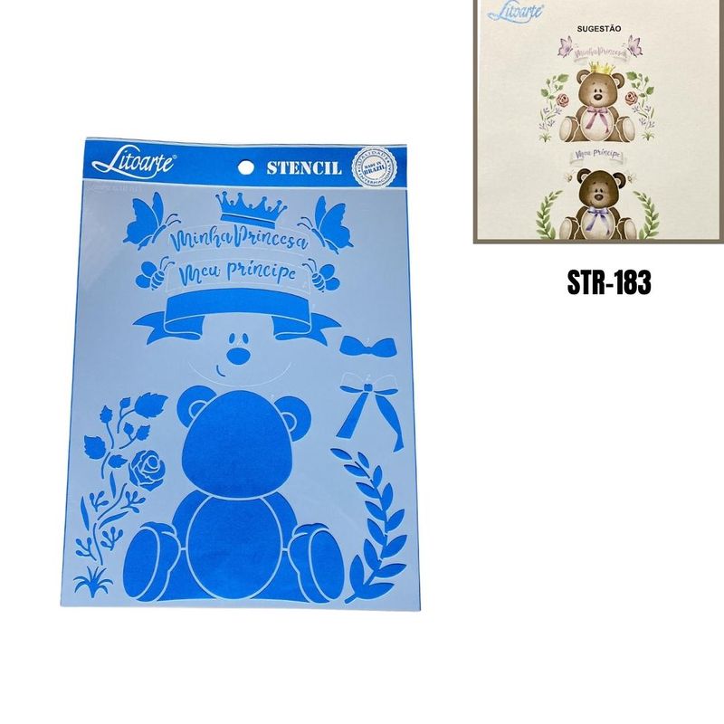 Stencil Simples de Acetato para Pintura 20x25cm Ref. STR-183 Minha Princesa, Meu Príncipe Litoarte (01 Unidade)