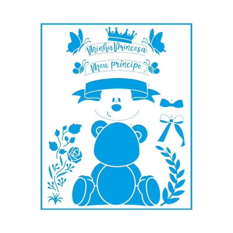 Stencil Simples de Acetato para Pintura 20x25cm Ref. STR-183 Minha Princesa, Meu Príncipe Litoarte (01 Unidade)