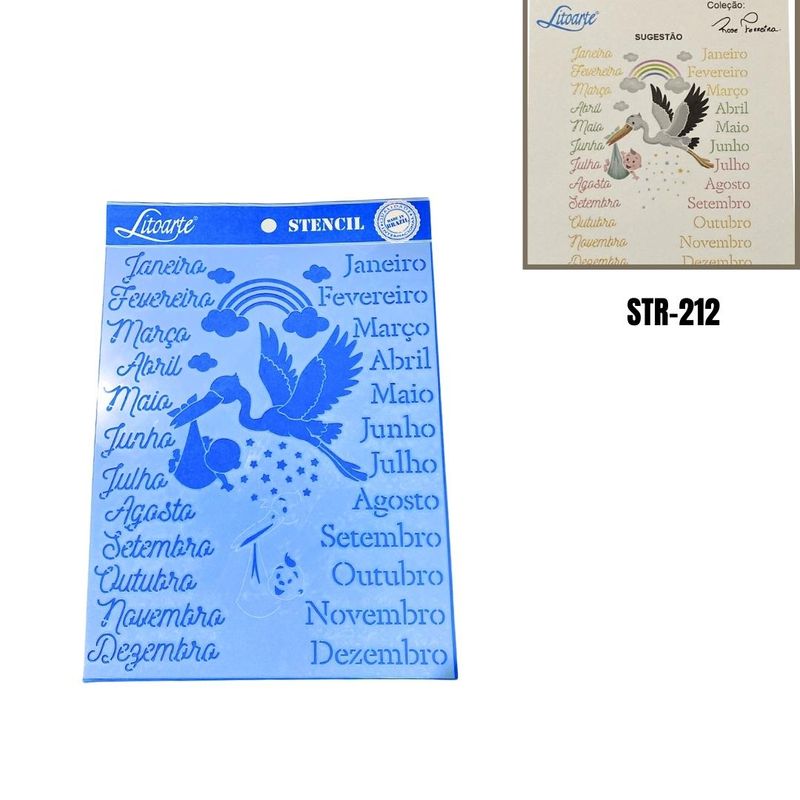 Stencil Simples de Acetato para Pintura 20x25cm Ref. STR-212 Mêsversário Litoarte (01 Unidade)