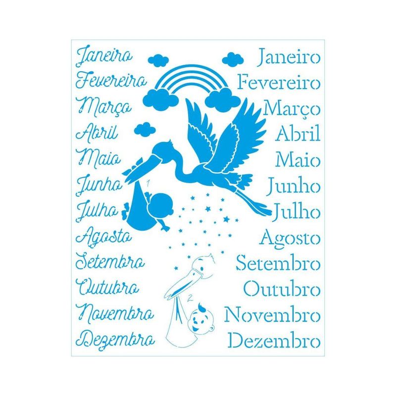 Stencil Simples de Acetato para Pintura 20x25cm Ref. STR-212 Mêsversário Litoarte (01 Unidade)