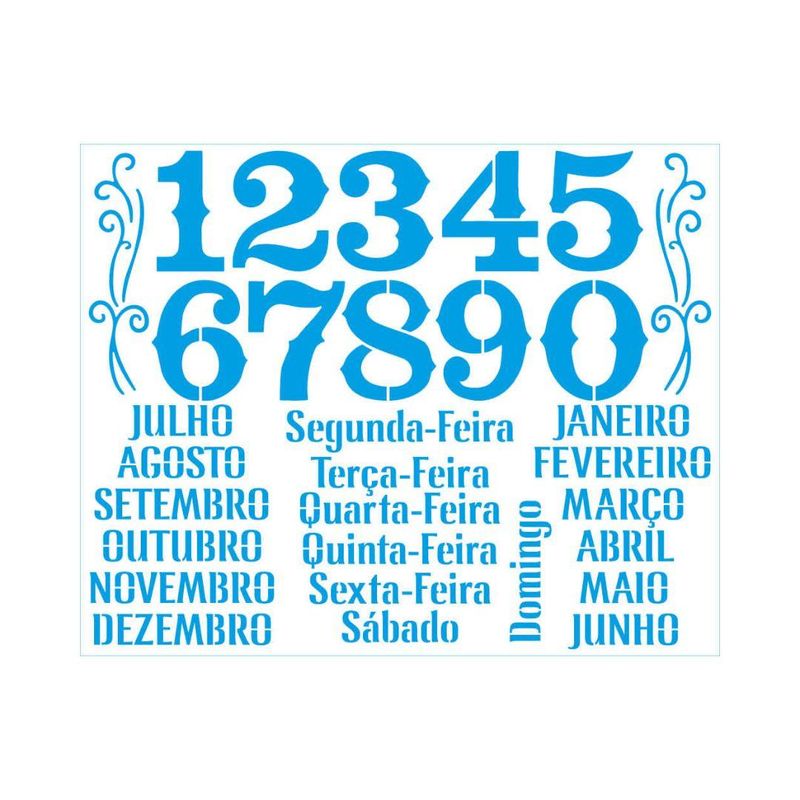 Stencil Simples de Acetato para Pintura 25x20cm Ref. STR-270 Calendário Permanente Litoarte (01 Unidade)