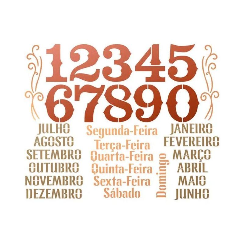 Stencil Simples de Acetato para Pintura 25x20cm Ref. STR-270 Calendário Permanente Litoarte (01 Unidade)