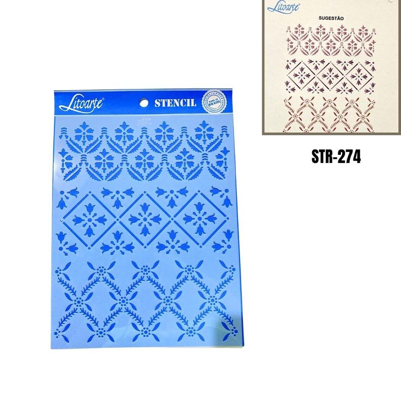 Stencil Simples de Acetato para Pintura 20x25cm Ref. STR-274 Texturas Litoarte (01 Unidade)