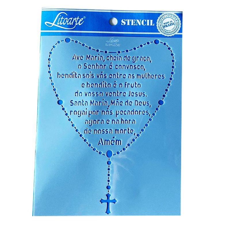 Stencil-Simples-de-Acetato-para-Pintura-17x21cm-Ref.-STM-658-Ave-Maria-e-Terco-Litoarte--01-Unidade-