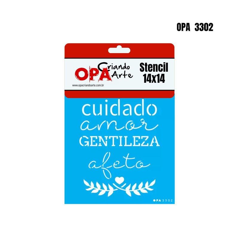 Stencil Simples de Acetato para Pintura 14x14cm Ref. OPA 3302 Palavras Sentimentos OPA Criando Arte (01 Unidade)