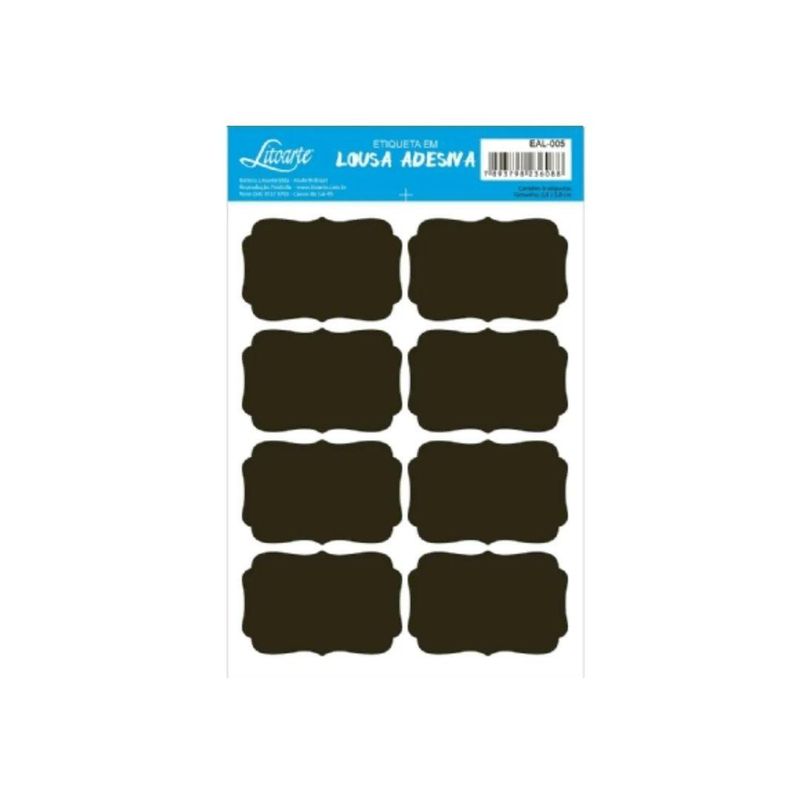 Etiquetas Adesivas Lousa Preta Litoarte (08 Etiquetas)